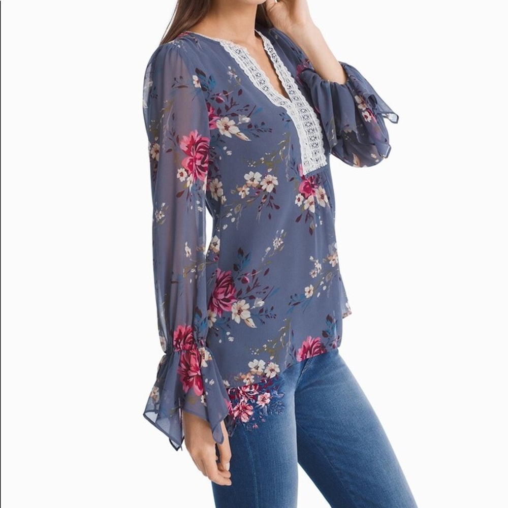 White House Black Market Floral Tunic Blouse